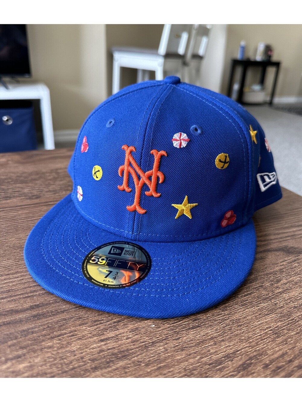 New Era New York Mets Baseball 59Fifty Blue Holly Fitted Hat Cap Size 7 3/4